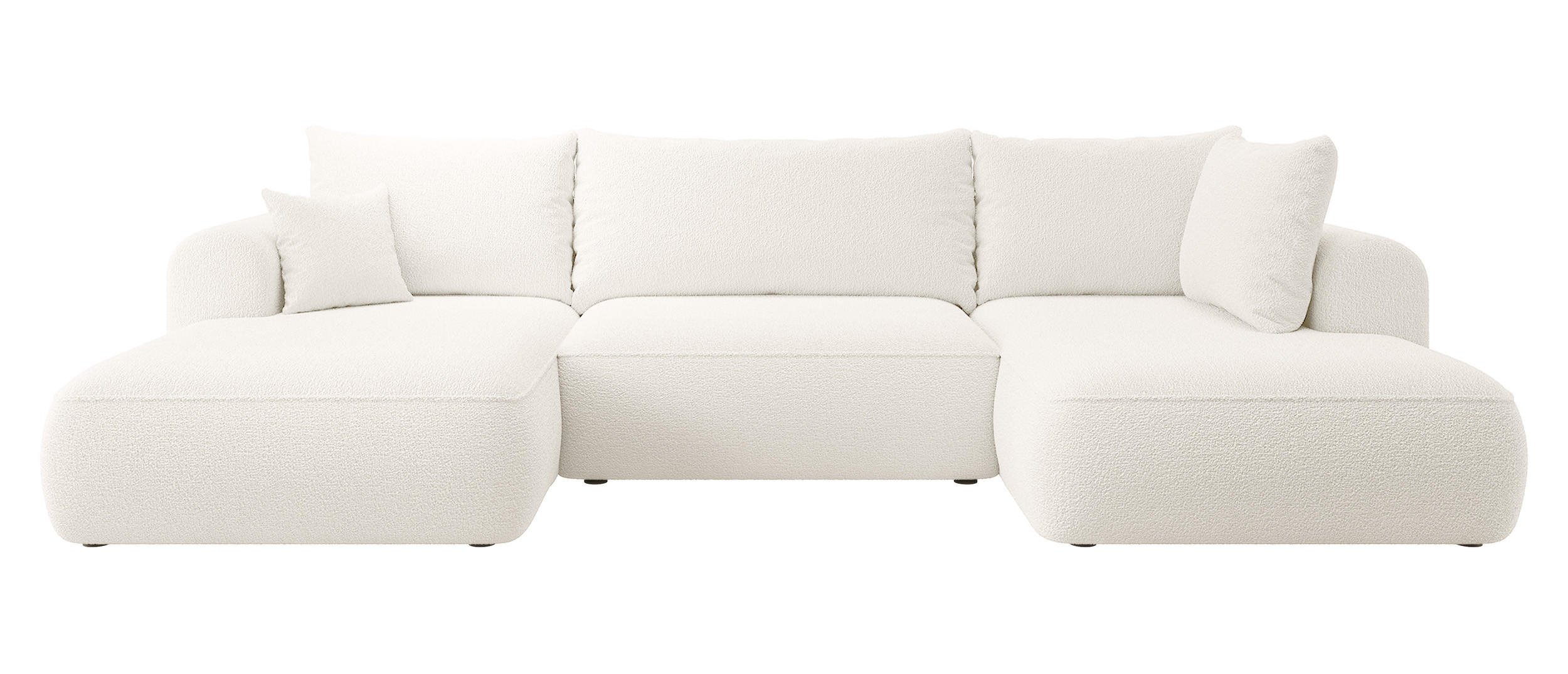 WOHNLANDSCHAFT Ovo Creme Boucle - Creme/Schwarz, Textil (380/95/167cm) - Selsey