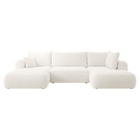 WOHNLANDSCHAFT Ovo Creme Boucle - Creme/Schwarz, Textil (380/95/167cm) - Selsey