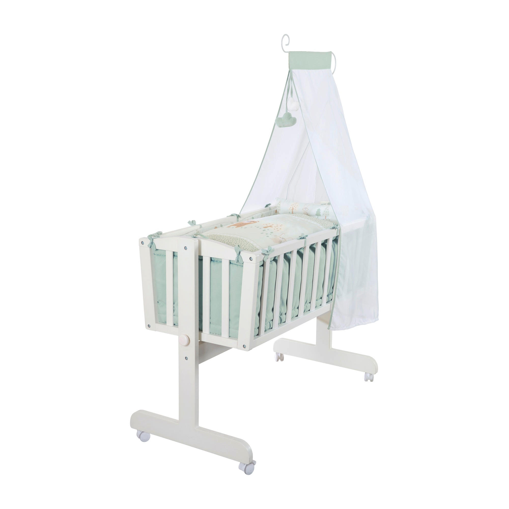 BABYWIEGENSET Woodland Buddies - Weiß, Holzwerkstoff/Textil (40/90cm) - Roba