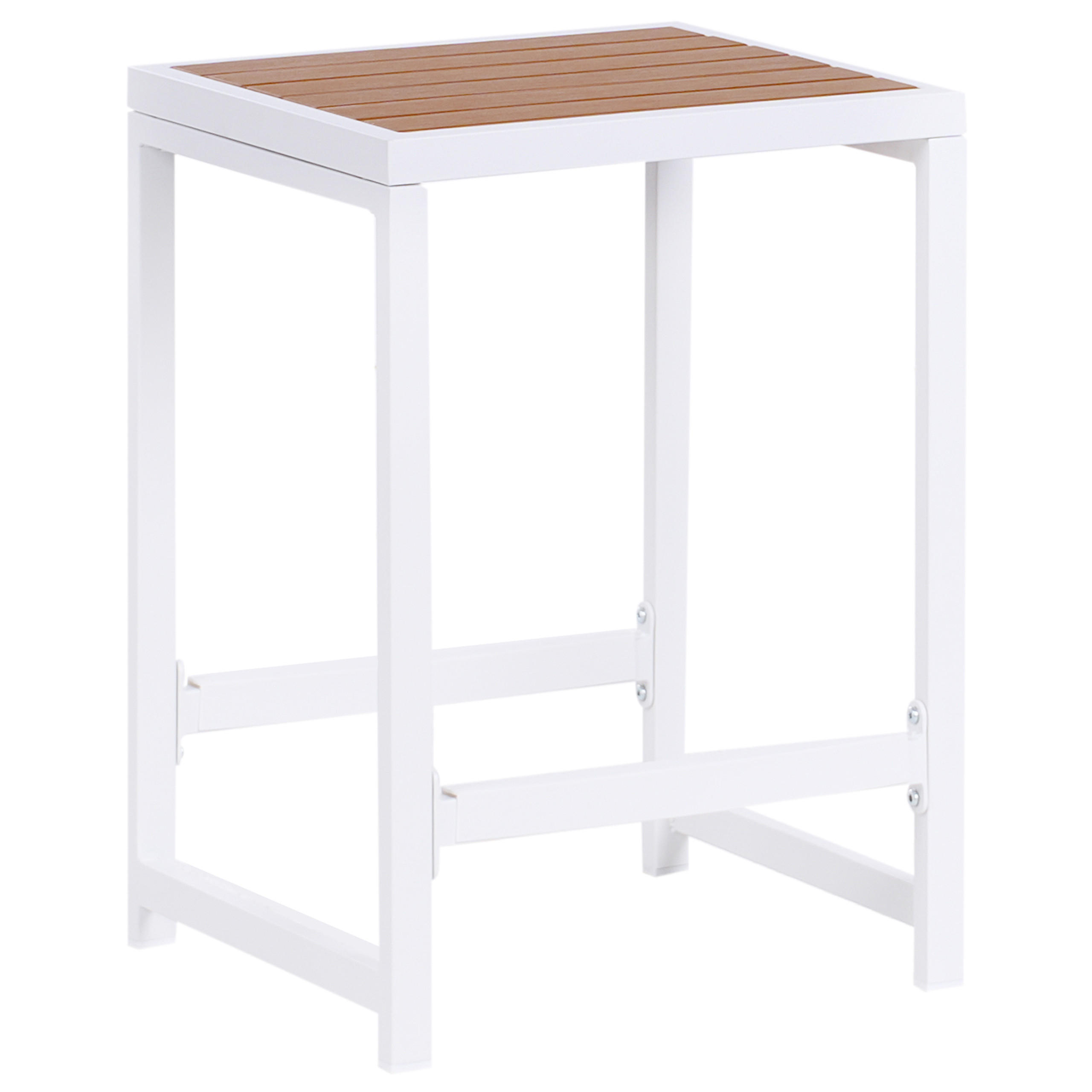 GARTENSTUHL Weiß Avetrana - Weiß/Braun, Metall (40/61/38cm) - Beliani