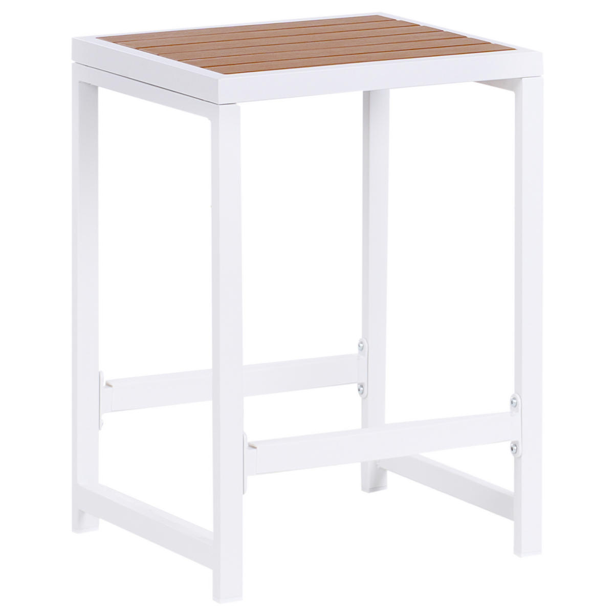 GARTENSTUHL Weiß Avetrana - Weiß/Braun, Metall (40/61/38cm) - Beliani