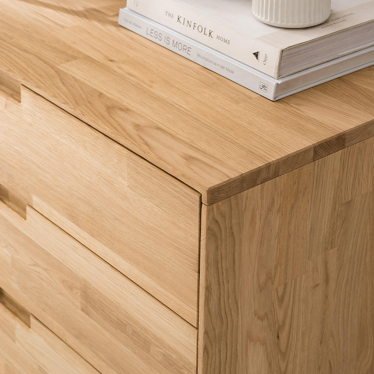 KOMMODE - Eiche massiv - Eiche - Eichefarben, Eichenholz/Holz (80/90/40cm) - home24