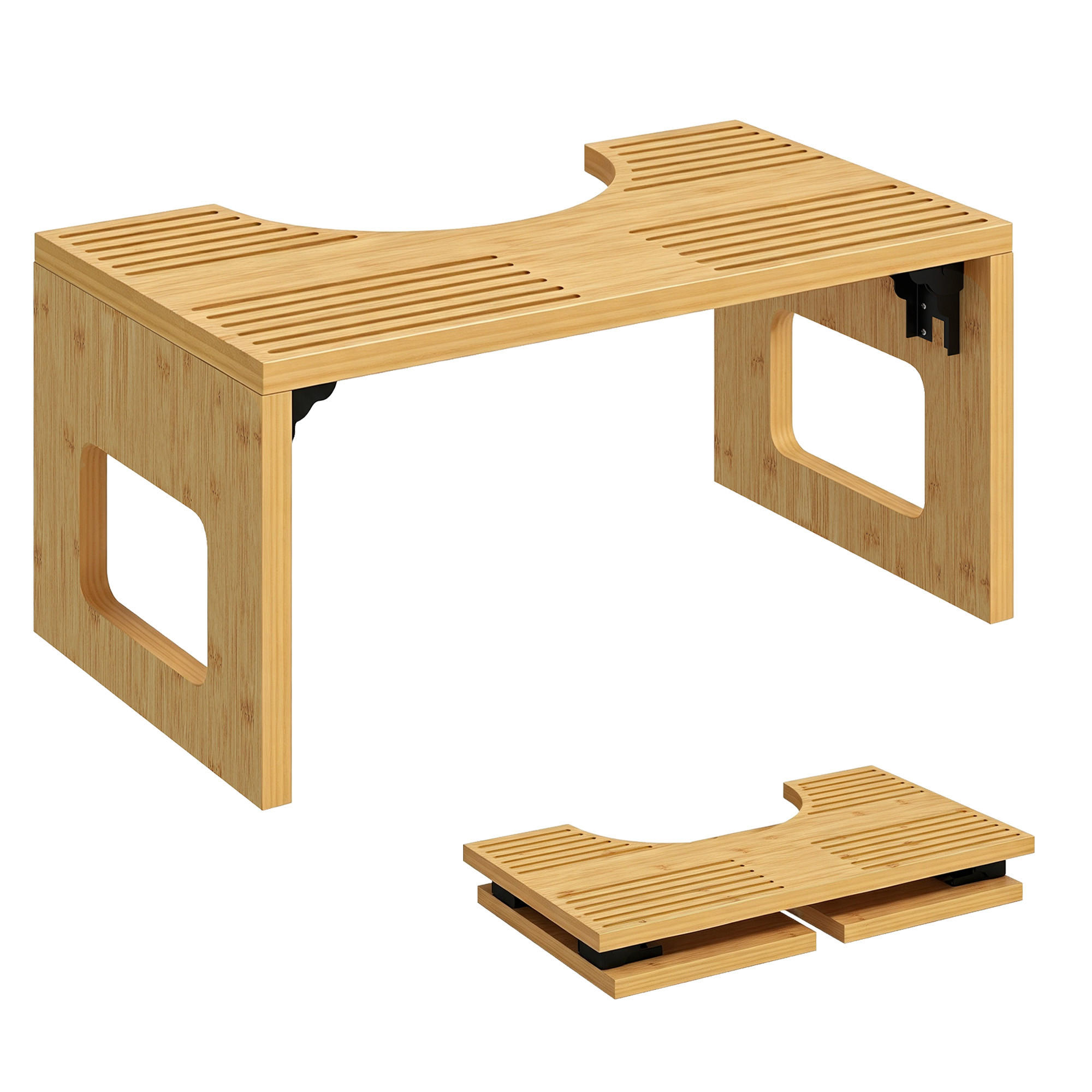 TOILETTENHOCKER Bambus Eiche - Eichefarben, Holz (25/20/42.5cm) - HOMCOM