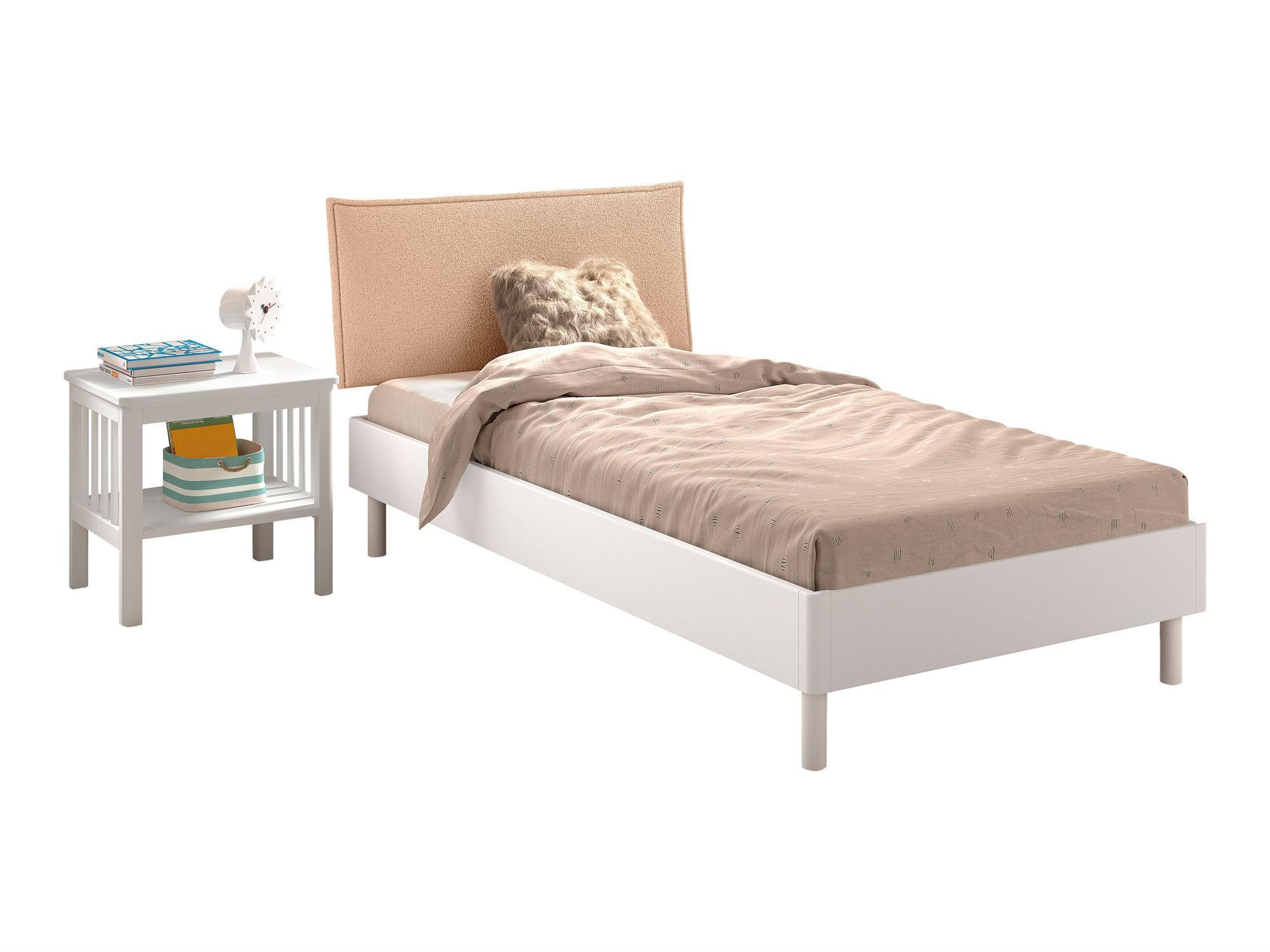 JUGENDZIMMER SET 90x200 Keeley Buche Weiß Holz Nachtkonsole Komfort - Weiß, Holz (100/86/212cm) - 58aufmkessel