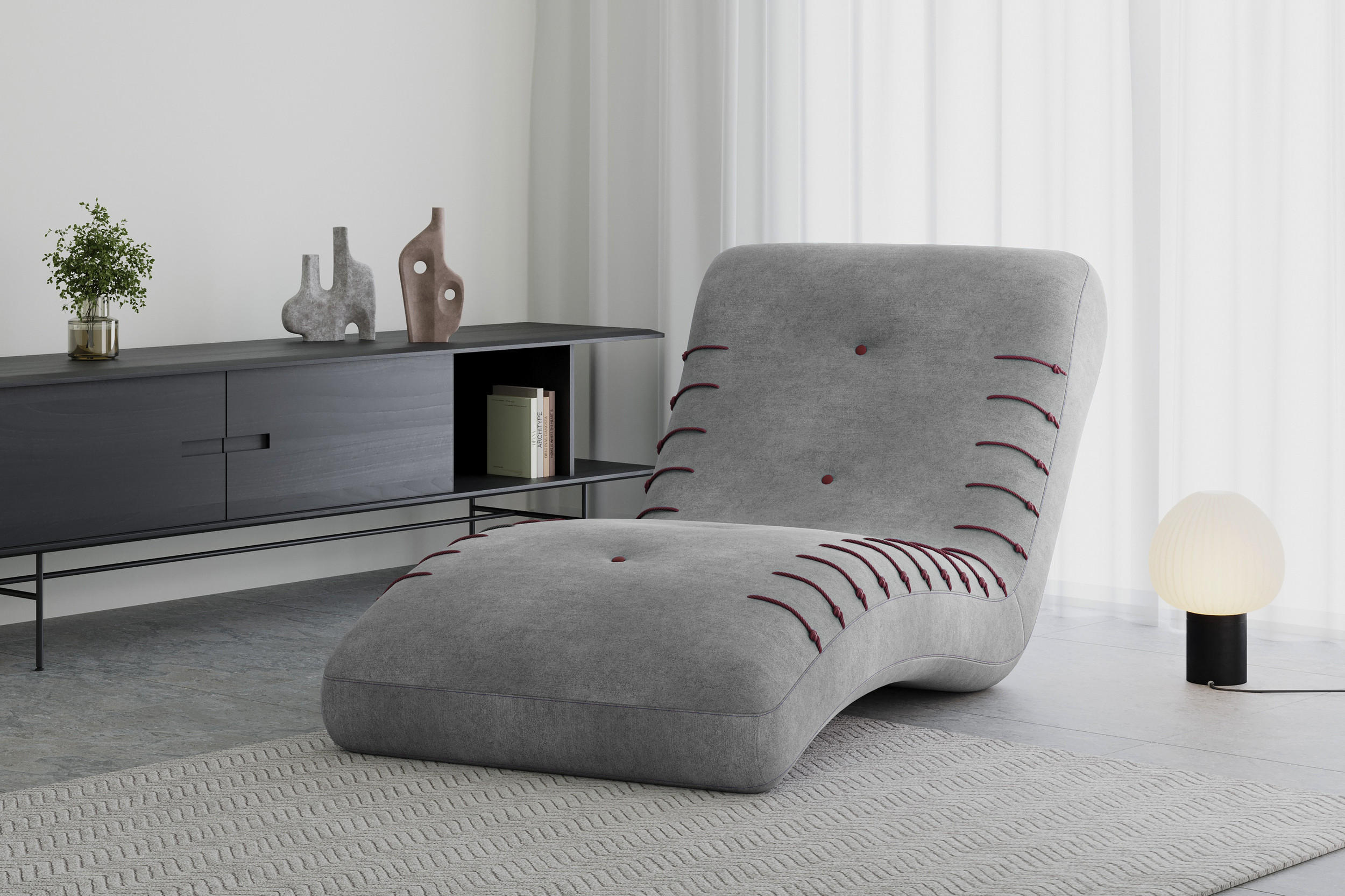 CHAISELONGUE SPLINE - Dunkelgrau, Holzwerkstoff (83/80/172cm) - Möblo