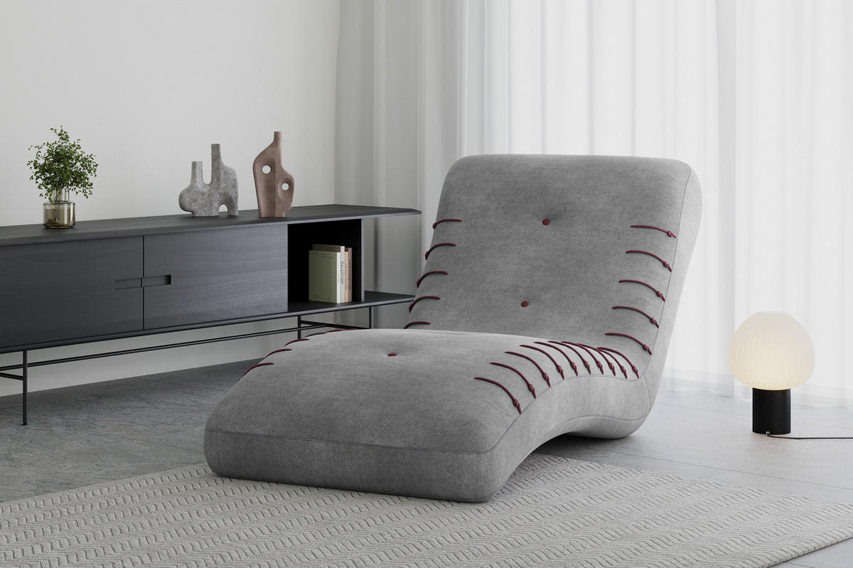 CHAISELONGUE SPLINE - Dunkelgrau, Holzwerkstoff (83/80/172cm) - Möblo