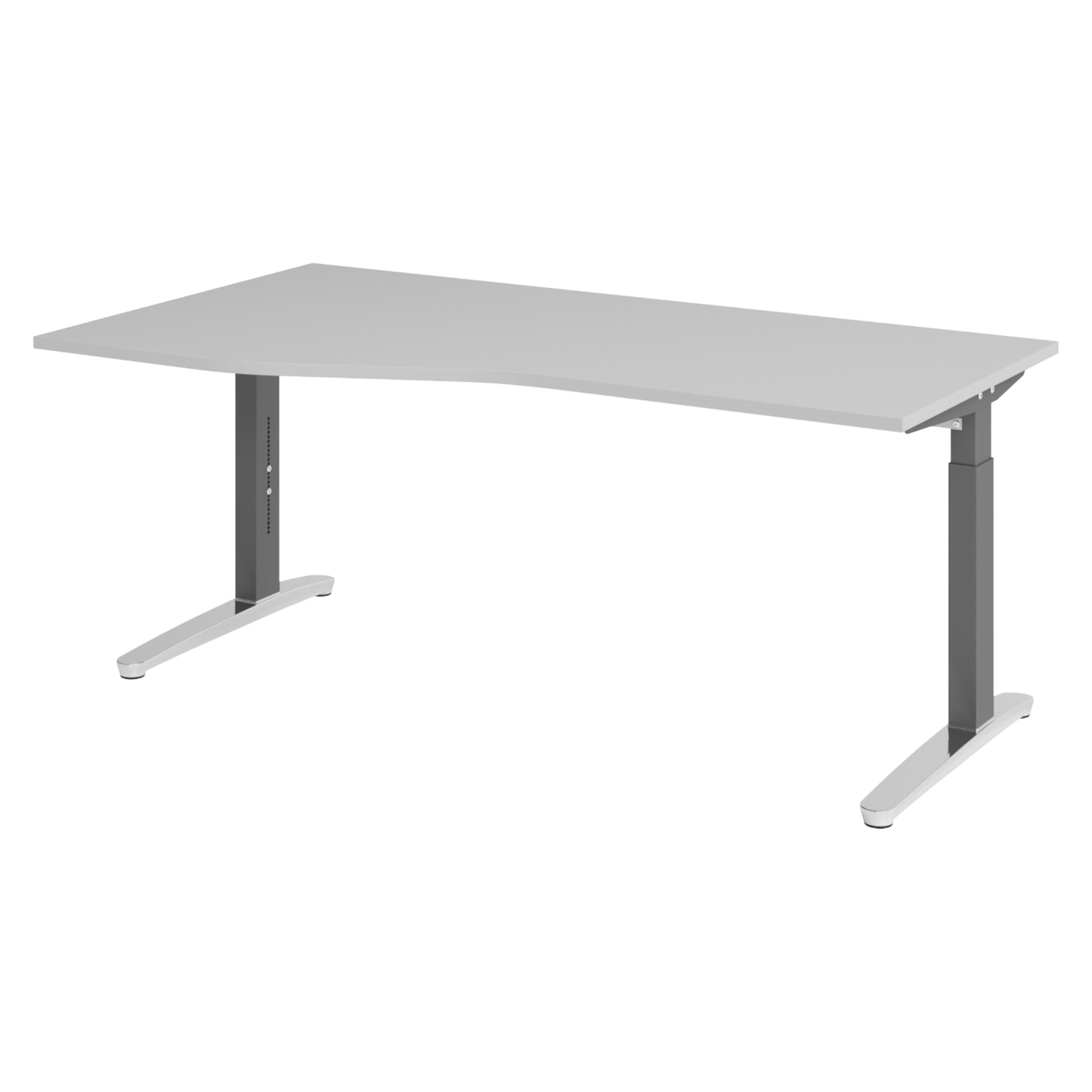 SCHREIBTISCH Serie-XB 100/180/74 cm in Grau/Graphitfarben/Alu poliert - Silberfarben/Graphitfarben, Holzwerkstoff (100/180/74cm) - bümö