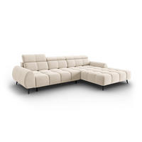 ELEKTRISCHES-ECKSOFA rechts Alyse aus Samt leichtes beige 5 Sitzplätze - Beige, Textil (188/295cm) - Micadoni