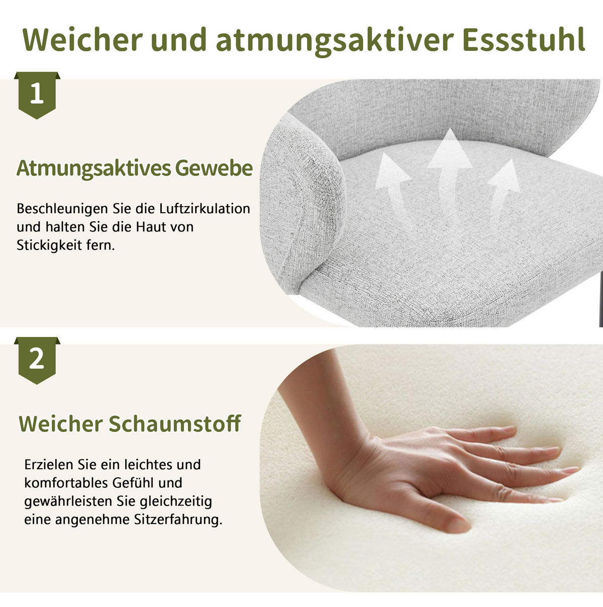 ESSZIMMERSTÜHLE 2er-Set Hellgrau mit Metallbeinen - Grau, Textil (56.5/83/53cm) - MIVRAY