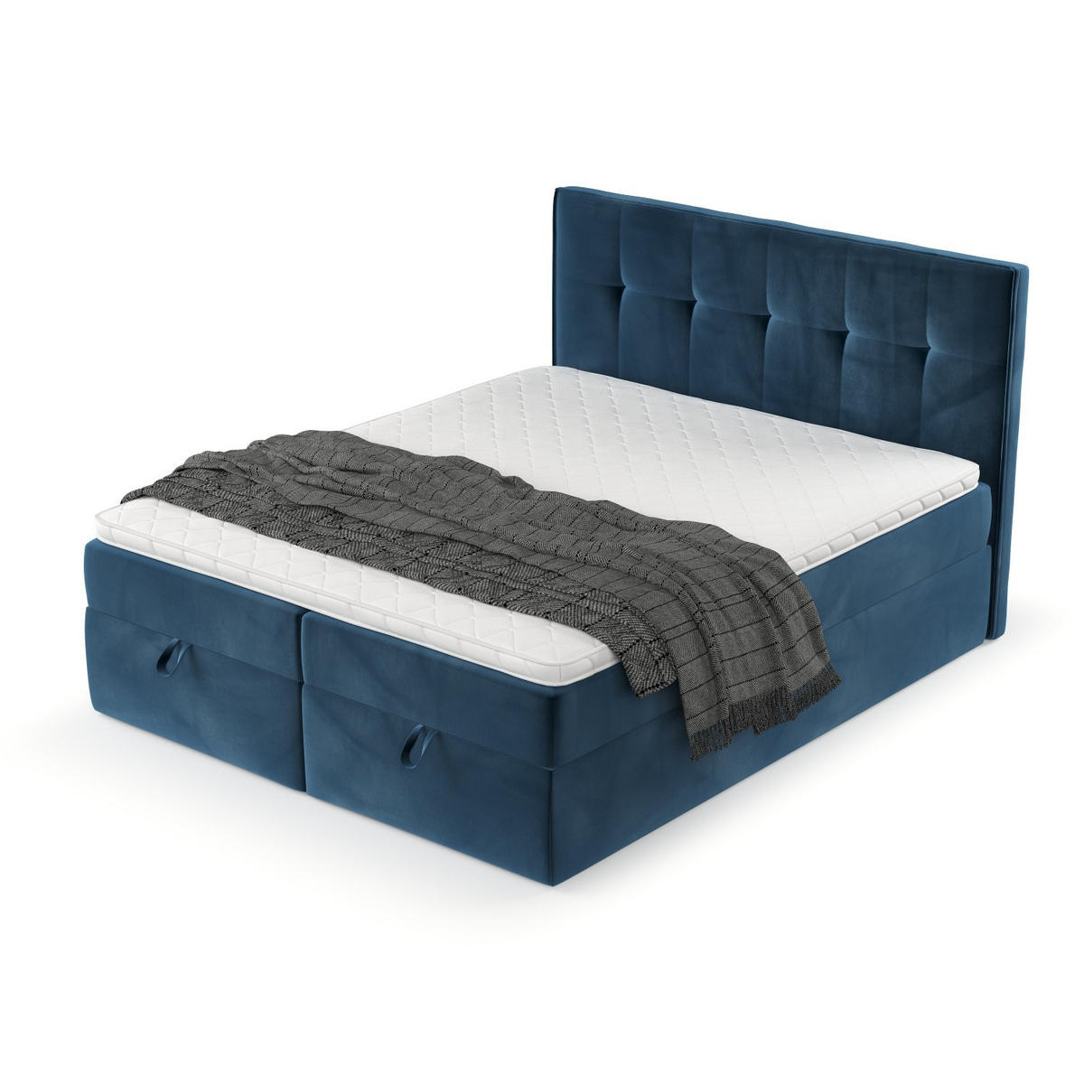 BOXBETT Tivra 200/200 cm Dunkelblau im Kronos Stoff - Schwarz/Dunkelblau, Holz/Holzwerkstoff (200/200cm) - AltaBeds