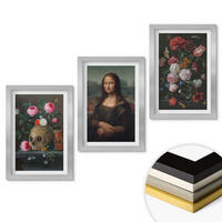 WANDBILDER 3er Set - 20x30 cm Silberner Rahmen - Blumenschädel-Porträt Mona Lisa - Silberfarben, Kunststoff (20/30cm) - ArtPrintCave