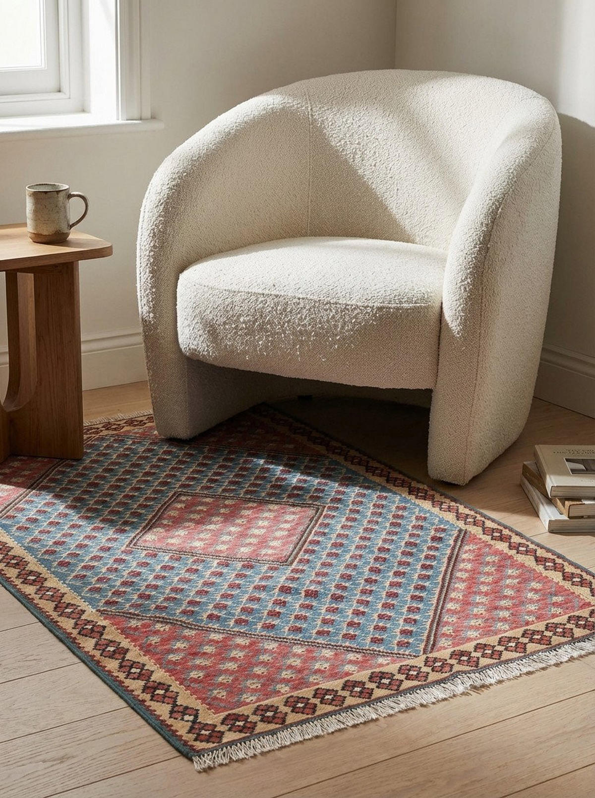 HANDWEBTEPPICH Kelim Senneh Blau 151/107 cm Schurwolle - Blau, Textil (107/151cm) - Looma