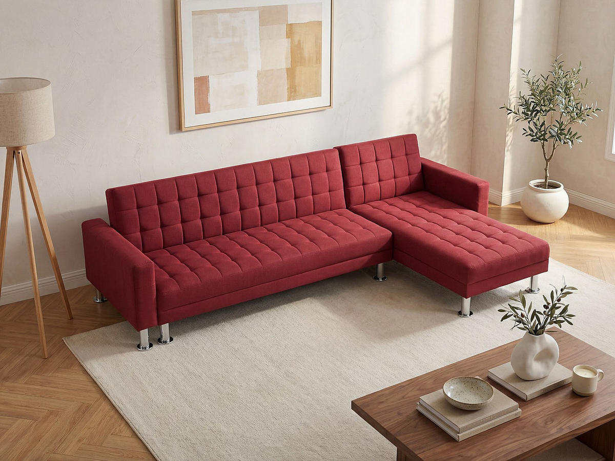 SCHLAFSOFA - 5 Personen - Stoff - Rot - - Rot, Textil (290/79/173cm) - Vente-Unique