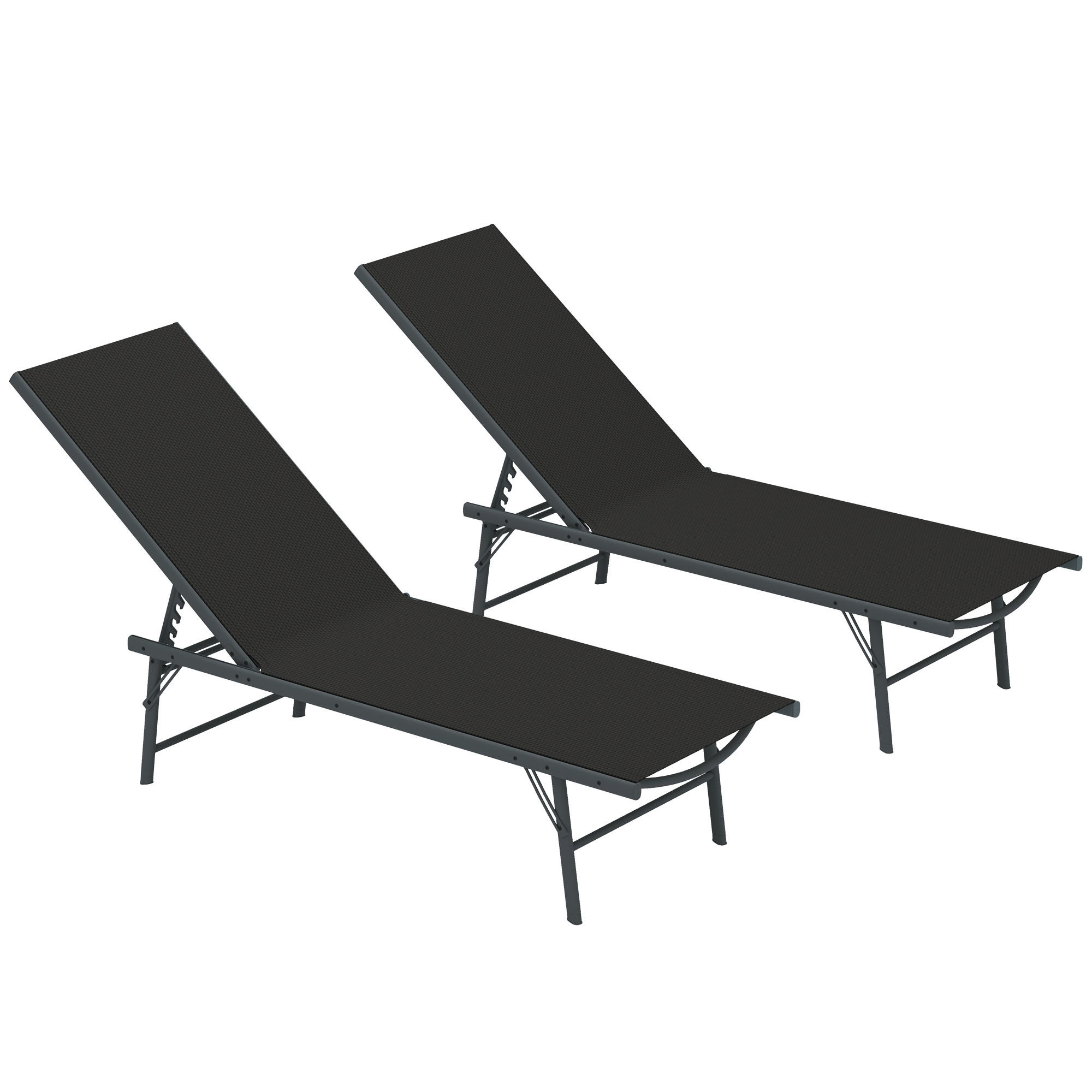 GARTENLIEGE Schwarz 2 Stück - Schwarz, Metall (54/84/164cm) - GiPP