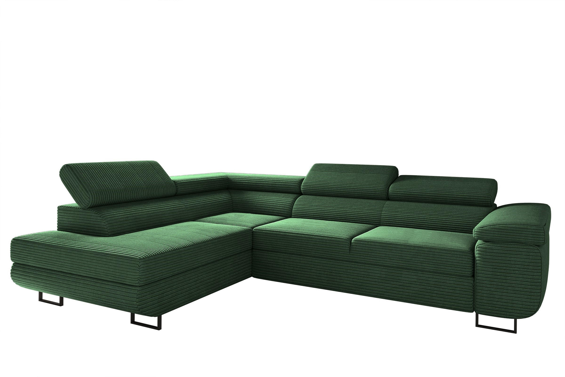 ECKSOFA ATOMIC Mit Schlaffunktion, Stoff Poso, Grün, Links - Grün, Holz (203/277cm) - Kaiser Möbel