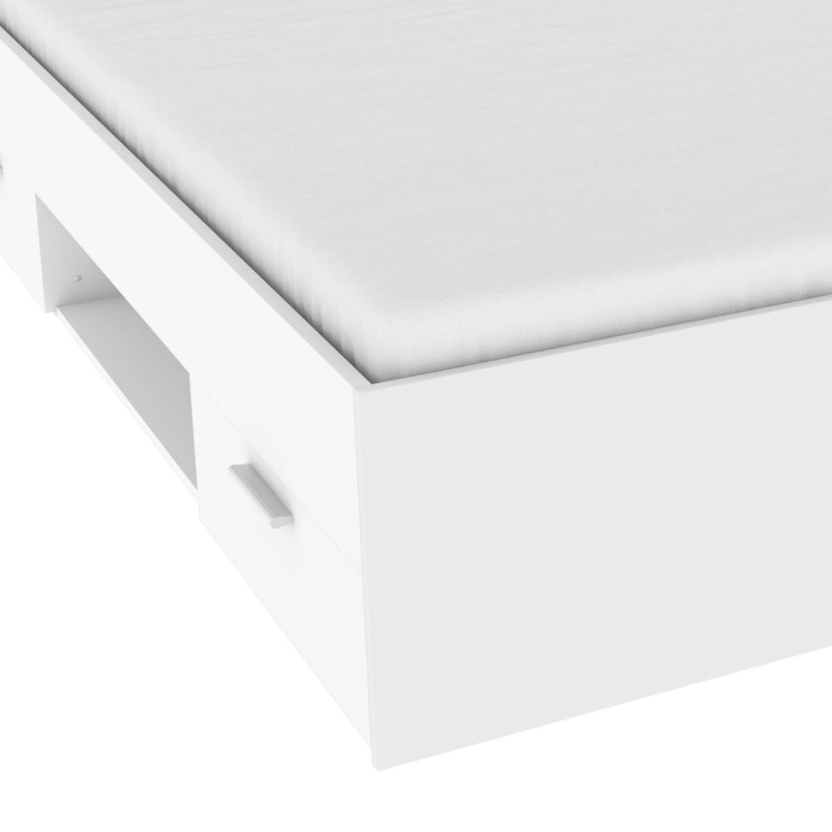 BETT 160x200 cm 2 schubladen und 1 fach - michigan 164,5/204,3/74,2 cm - Weiß, Holzwerkstoff (200/160cm) - Calicosy