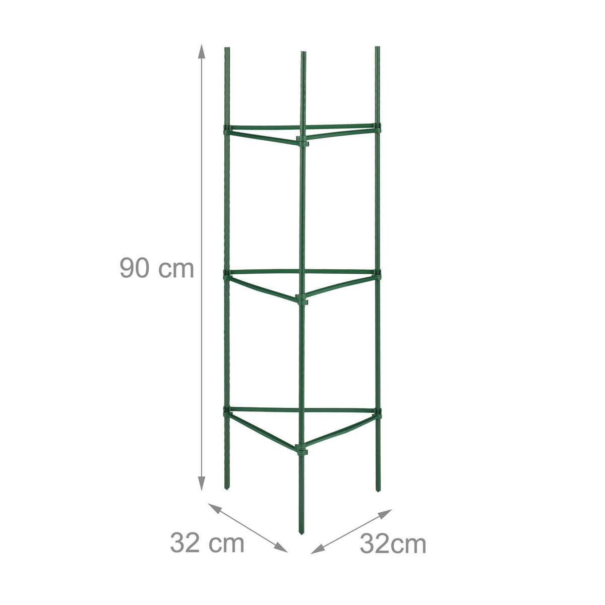 4XHOROLEZECKÁ podpěra - tmavě zelená, kov/plast (32/90/32cm) - Relaxdays
