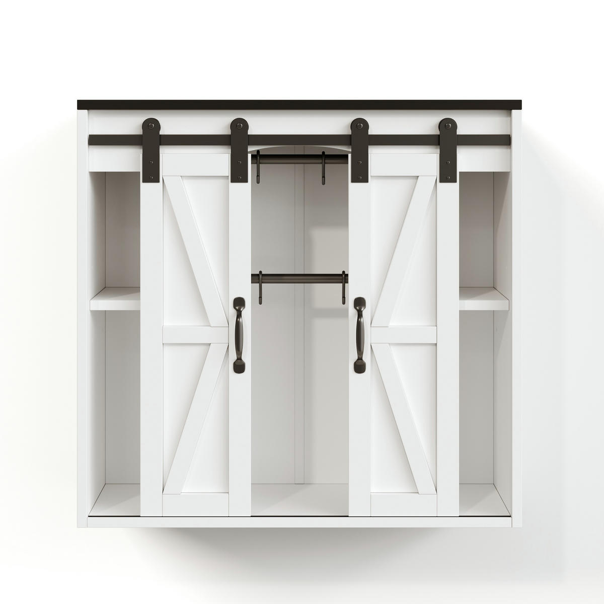 HÄNGESCHRANK DE-38760 80/31/76 cm 2 Schiebetüren und verstellbare Böden Weiß - Weiß, Holzwerkstoff (80/76/31cm) - ComfortXL