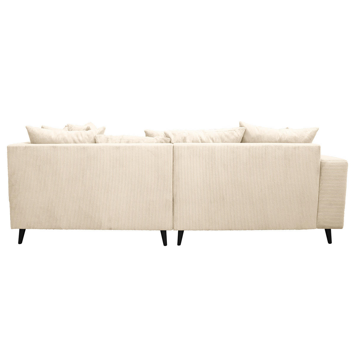 ECKSOFA mit Ottomane und Hocker - Creme/Schwarz, Birkenholz/Textil (247/174cm) - home24
