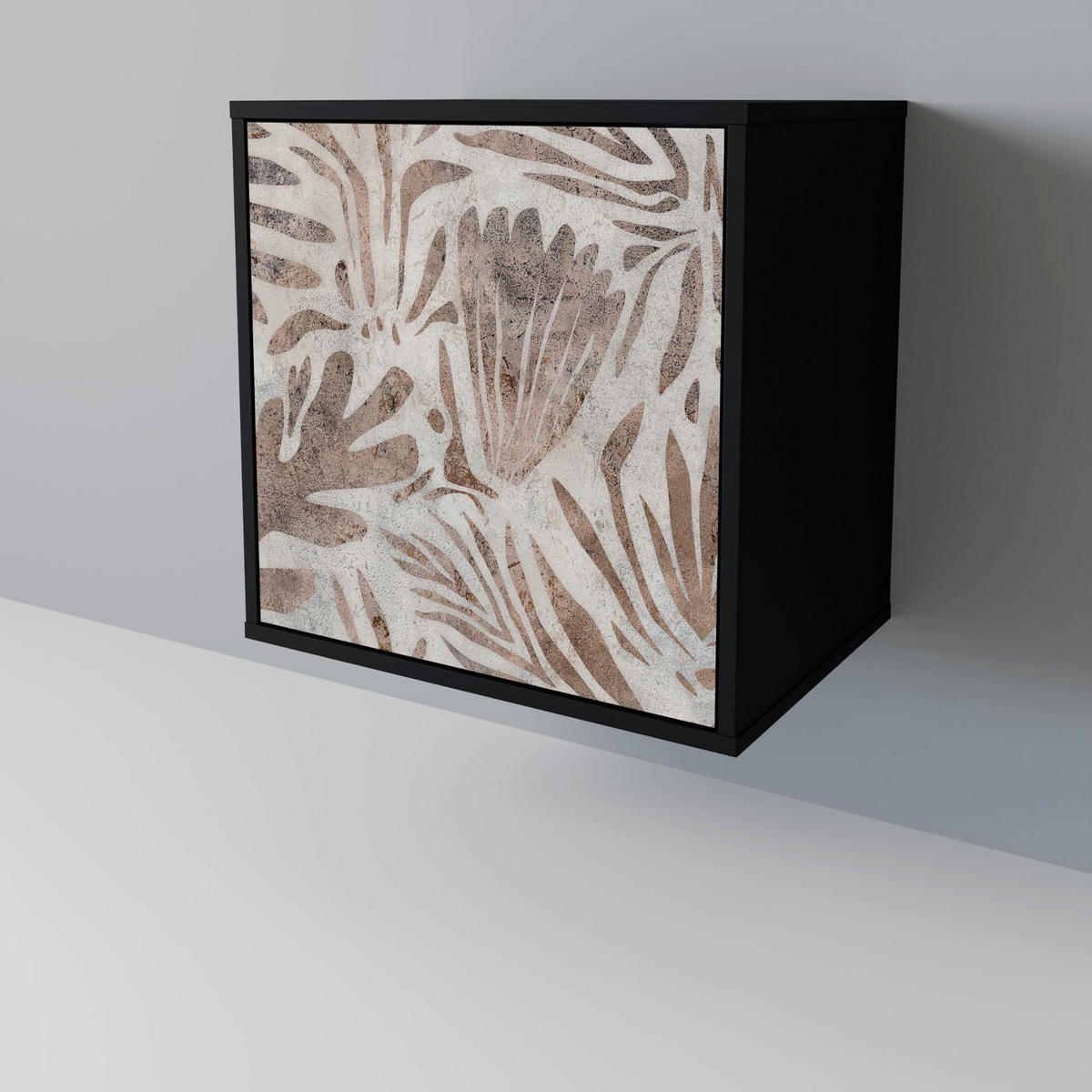 SIDEBOARD PASSING TIME, Schwarz, 57,5x42x75,5 cm, Goldfarbene Metallfüße - Goldfarben/Multicolor, Holzwerkstoff/Metall (57.5/75.5/42cm) - SpaceRebels