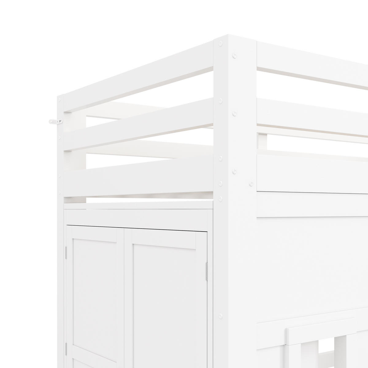 HOCHBETT 90/200 cm in Weiß mit Kleiderschrank, LED und 2 Fenstern - Weiß, Holzwerkstoff (90/200cm) - STILVORA