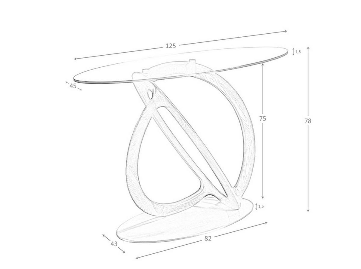 KONSOLE , Kristall, Walnuss, Gold 125/ 45/ 80 cm - Transparent/Goldfarben, Glas (45/125/80cm) - ANGEL CERDA