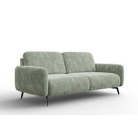 SOFA FEBE 3-Sitzer, hellgrüner Chenille-Stoff - Schwarz/Hellgrün, Holz/Textil (190/82/96cm) - Wozimo
