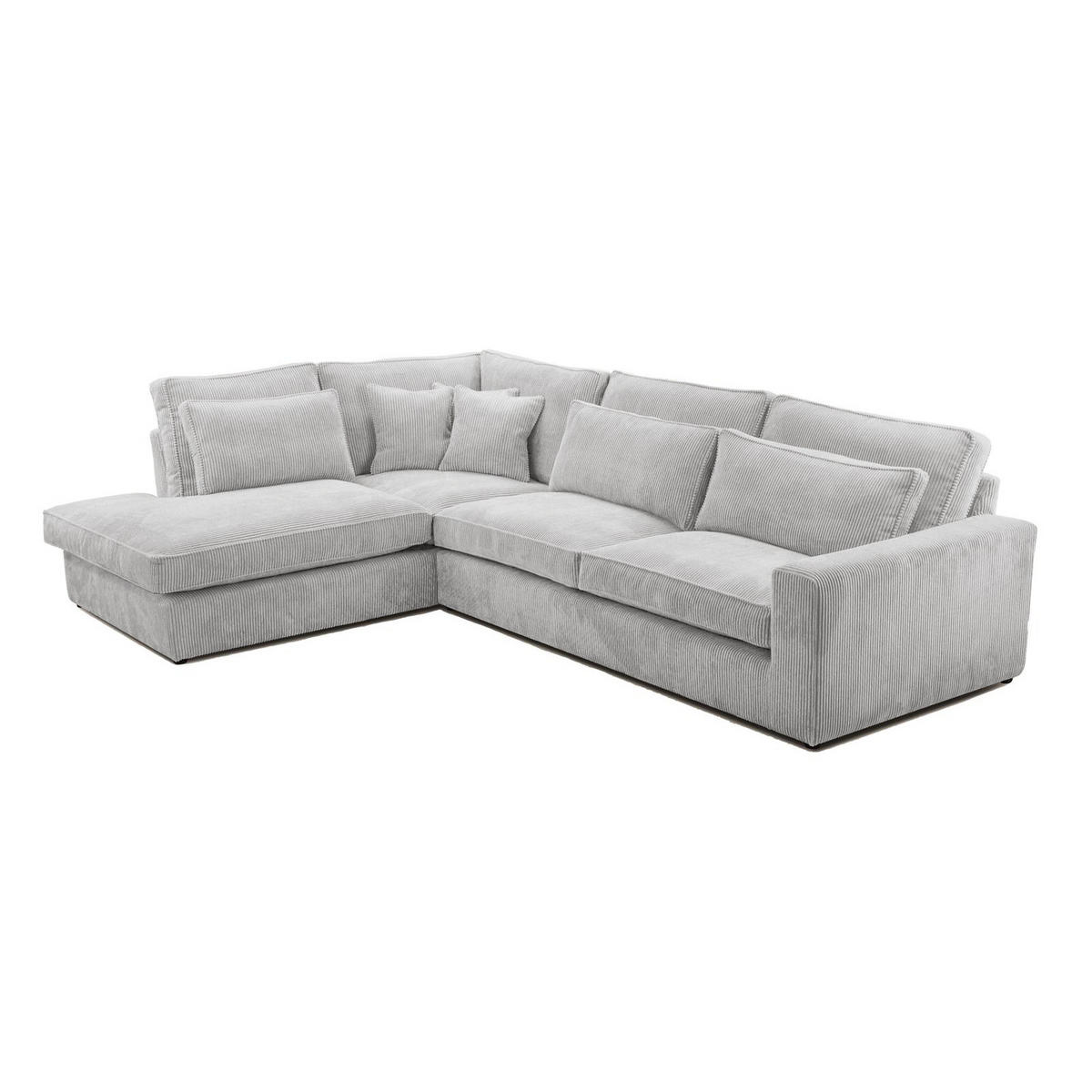 ECKSOFA Parma ohne Schlaffunktion, Cord-Stoff, Graubeige, Links - Hellgrau/Schwarz, Textil (314/224cm) - Beautysofa