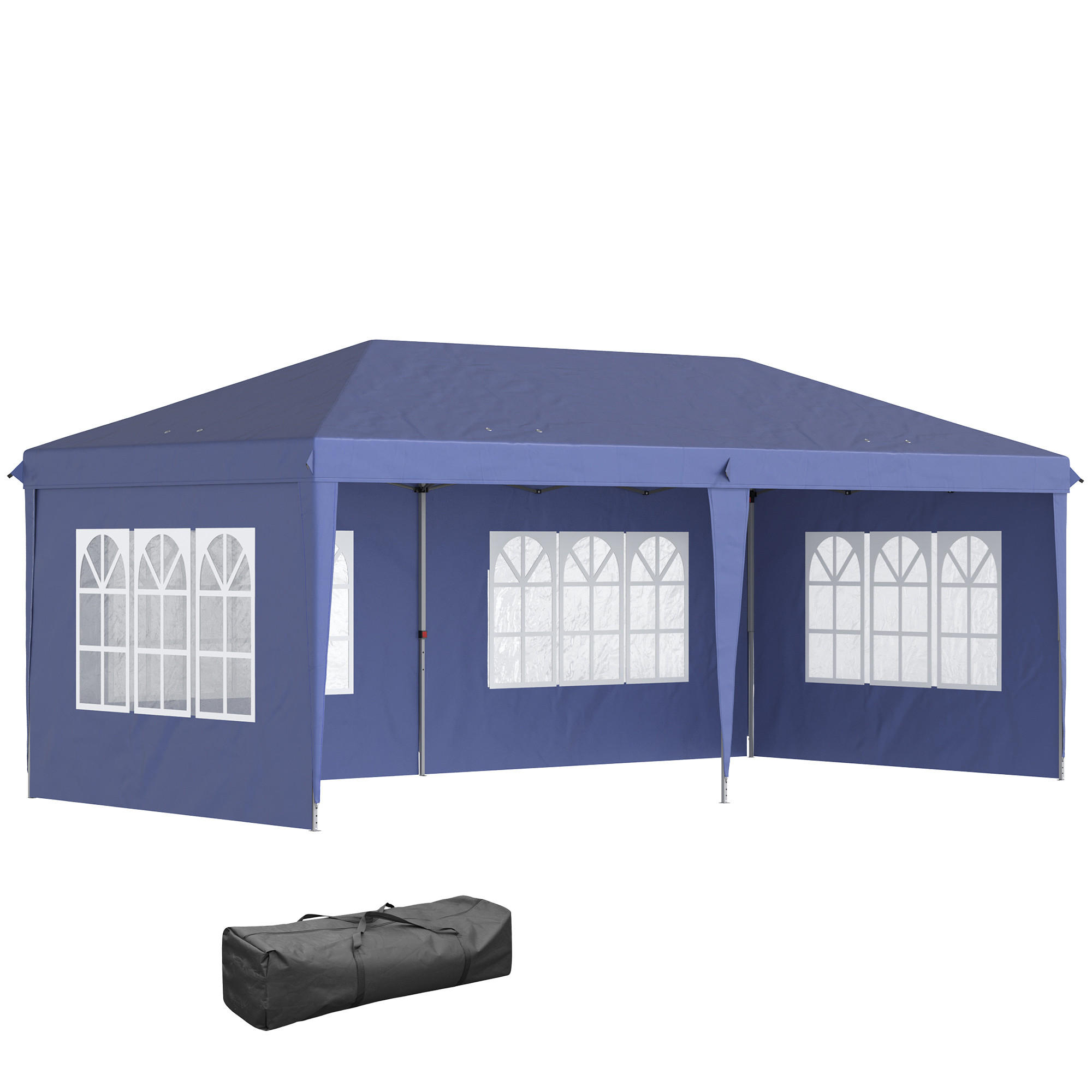 PAVILLON 2,95x5,85 m faltbar blau - Blau, Metall (585/270/295cm) - LEBENLANG