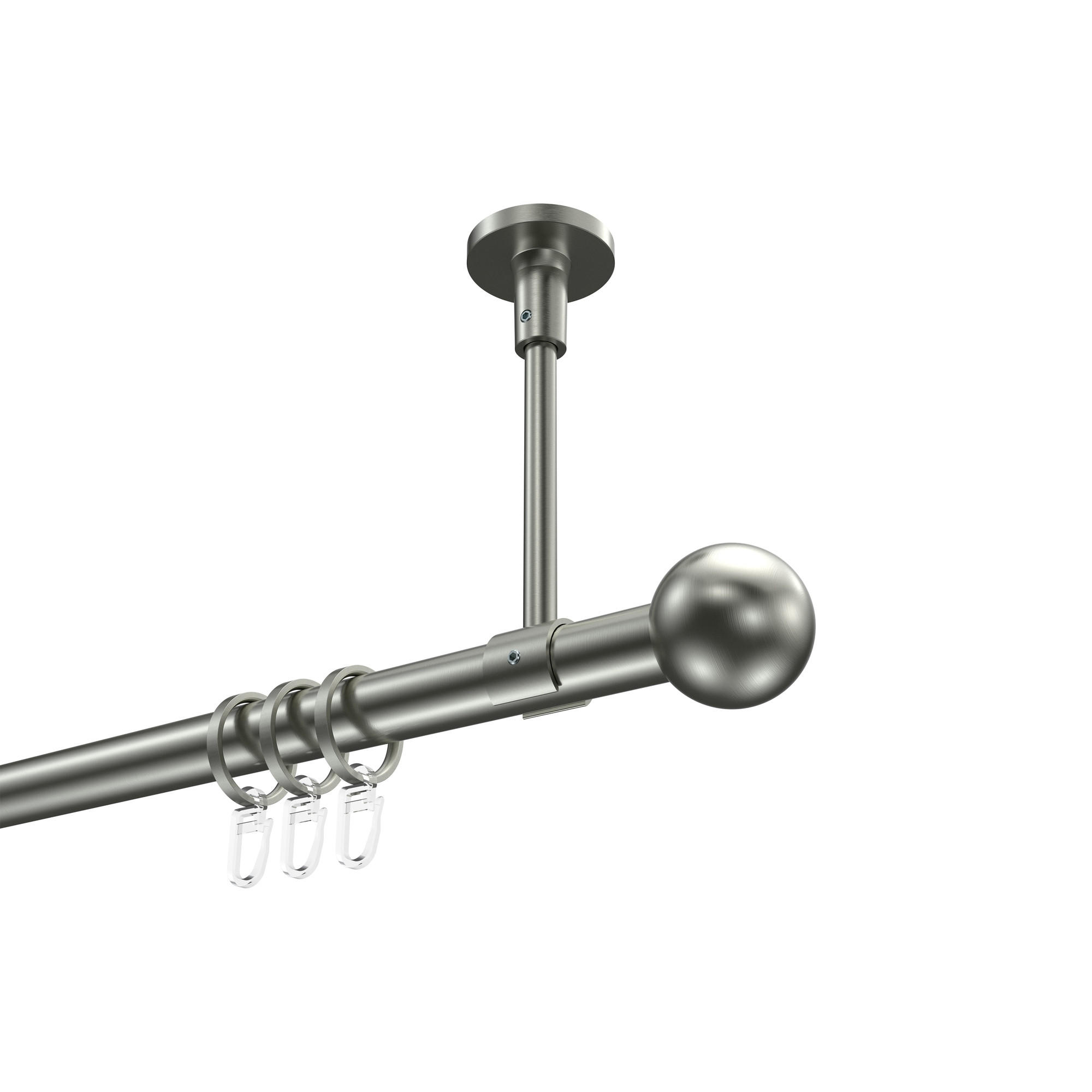 GARDINENSTANGEN-SET Sonette Luino 100 cm, 1-läufig, 20 mm Ø Edelstahl-Optik - Edelstahlfarben, Metall (100cm) - INTERDECO