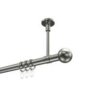 GARDINENSTANGEN-SET Sonette Luino 320 cm (geteilt in 2 x 160 cm), 1-läufig, 20 mm Ø Edelstahl-Optik - Edelstahlfarben, Metall (320cm) - INTERDECO