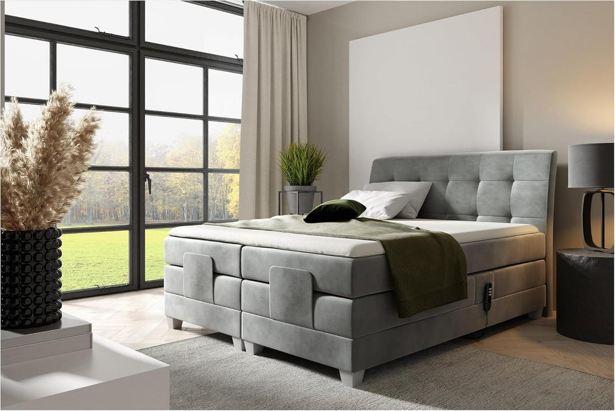 BOXSPRINGBETT DANTE - Grau, Holzwerkstoff (140/200cm) - Meblini