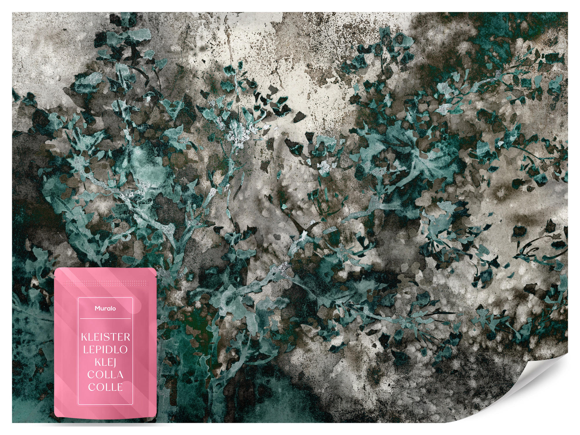 FOTOTAPETE für Wohnzimmer Beton Abstraktion 150x105 - Türkis/Grau, Papier (150/105cm) - Muralo