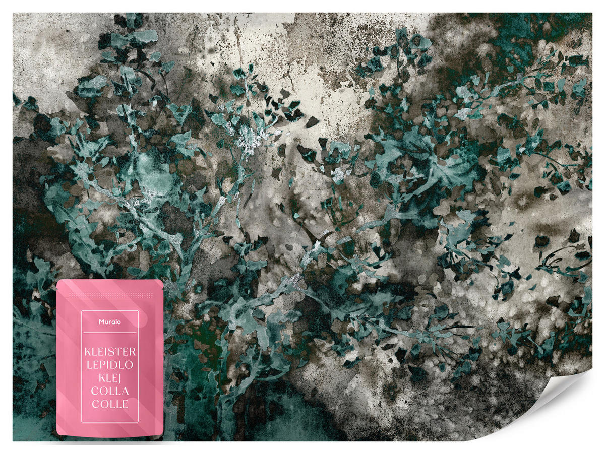 FOTOTAPETE für Wohnzimmer Beton Abstraktion 150x105 - Türkis/Grau, Papier (150/105cm) - Muralo