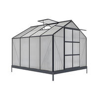 SELBSTTRAGENDES Gewächshaus - 244cm x 305cm - Polycarbonat - anthrazitgrau - GREENEA - Anthrazit, Kunststoff (244/225/305cm) - Vente-Unique