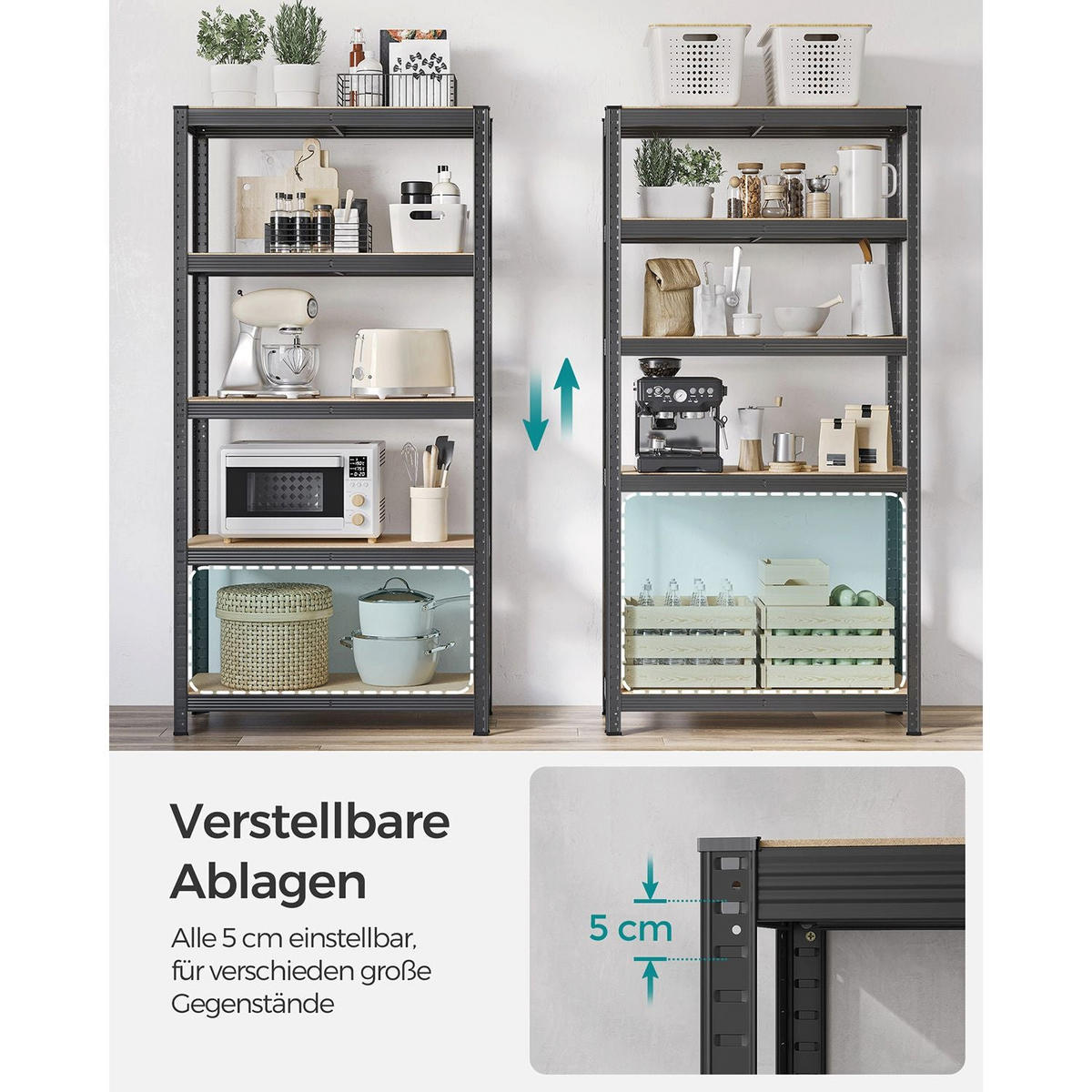SCHWERLASTREGAL SAO PAULO 2ER-SET - Grau, Holzwerkstoff (90/180/40cm) - Hansiro