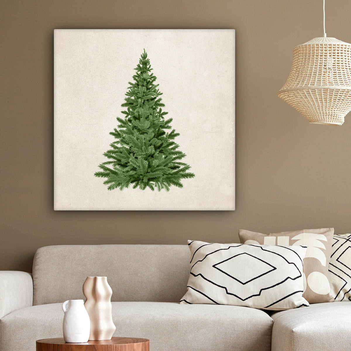 LEINWANDBILD Weihnachtsbaum - Grün - Weihnachten - Feiertage 90x90 cm - Olivgrün, Textil (90/90cm) - MuchoWow