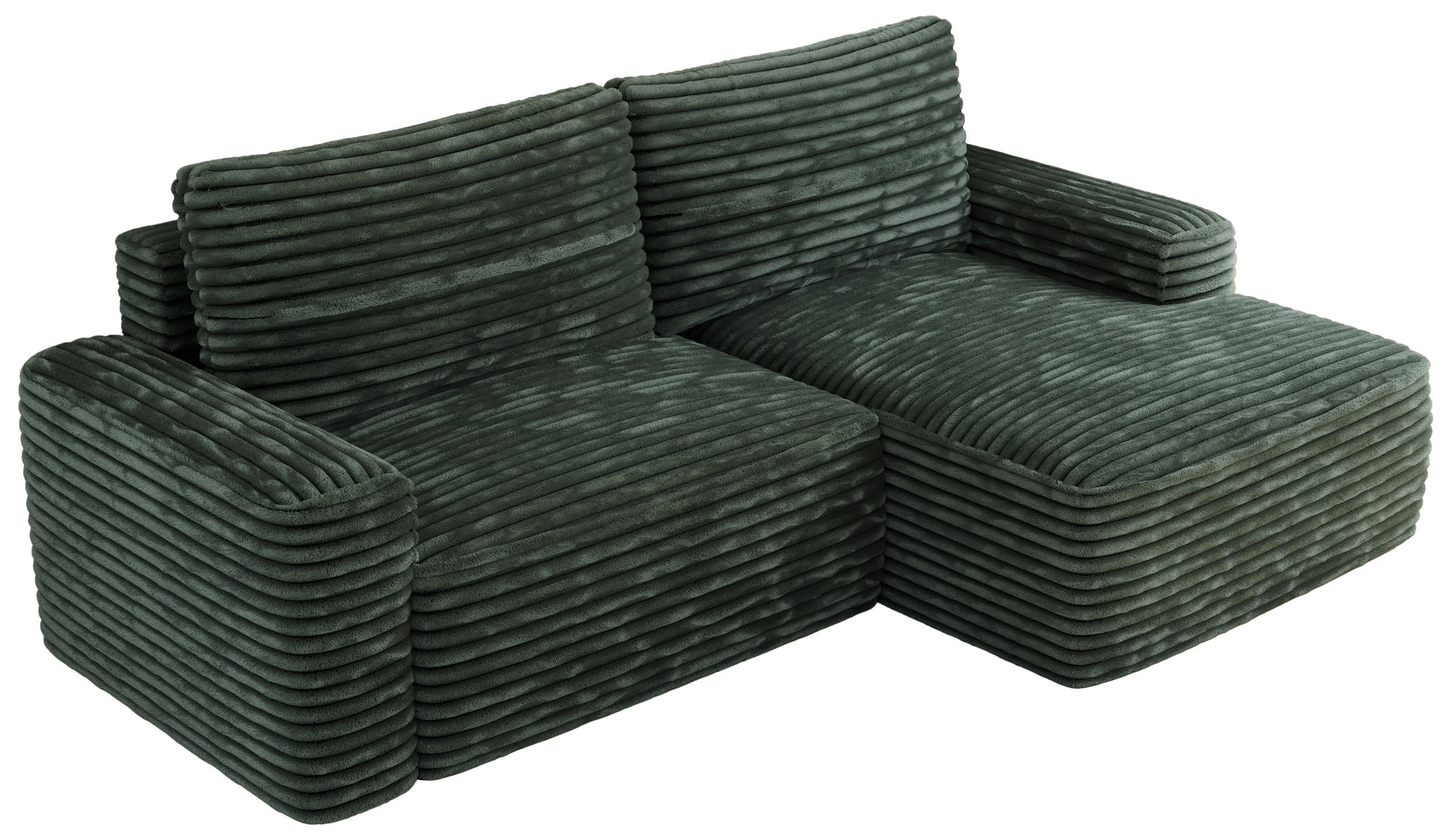 ECKSOFA BELLUNO L Grün Cord - Rechts - Schwarz/Grün, Textil (233/144cm) - MKS