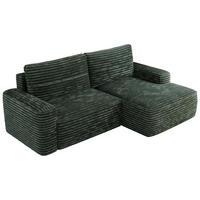 ECKSOFA BELLUNO L Grün Cord - Rechts - Schwarz/Grün, Textil (233/144cm) - MKS