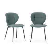 STÜHLEN (Set aus 2) mit schwarzen metallbeinen - maura 50/57,5/49 cm - Grün, Kunststoff (57.5/49/50cm) - Calicosy