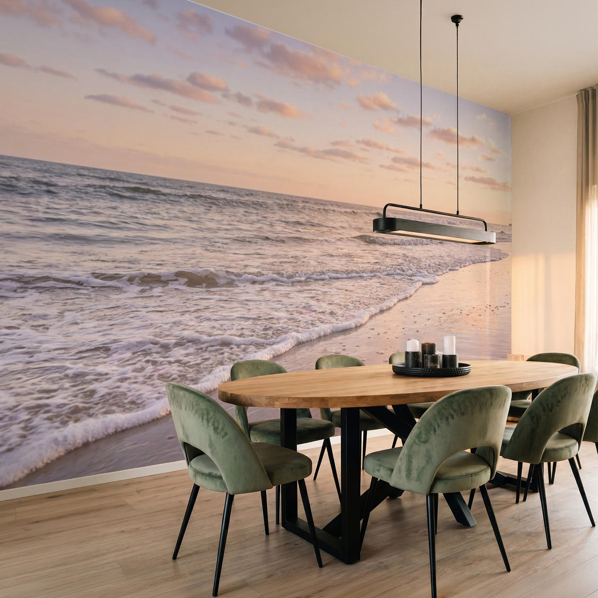 TAPETE - Strand - Brandung - Wolken - 500x280 cm - Hellrosa, Papier (500/280cm) - OnlyWow