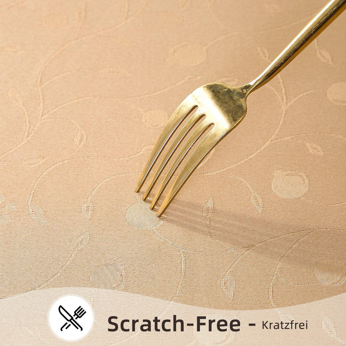 TISCHDECKE Abwaschbar Ornamente Rechteckig 130 x 220 cm Tischtuch Tafeldecke Kratzfest aus Polyester, Beige - Beige, Textil (130/220cm)