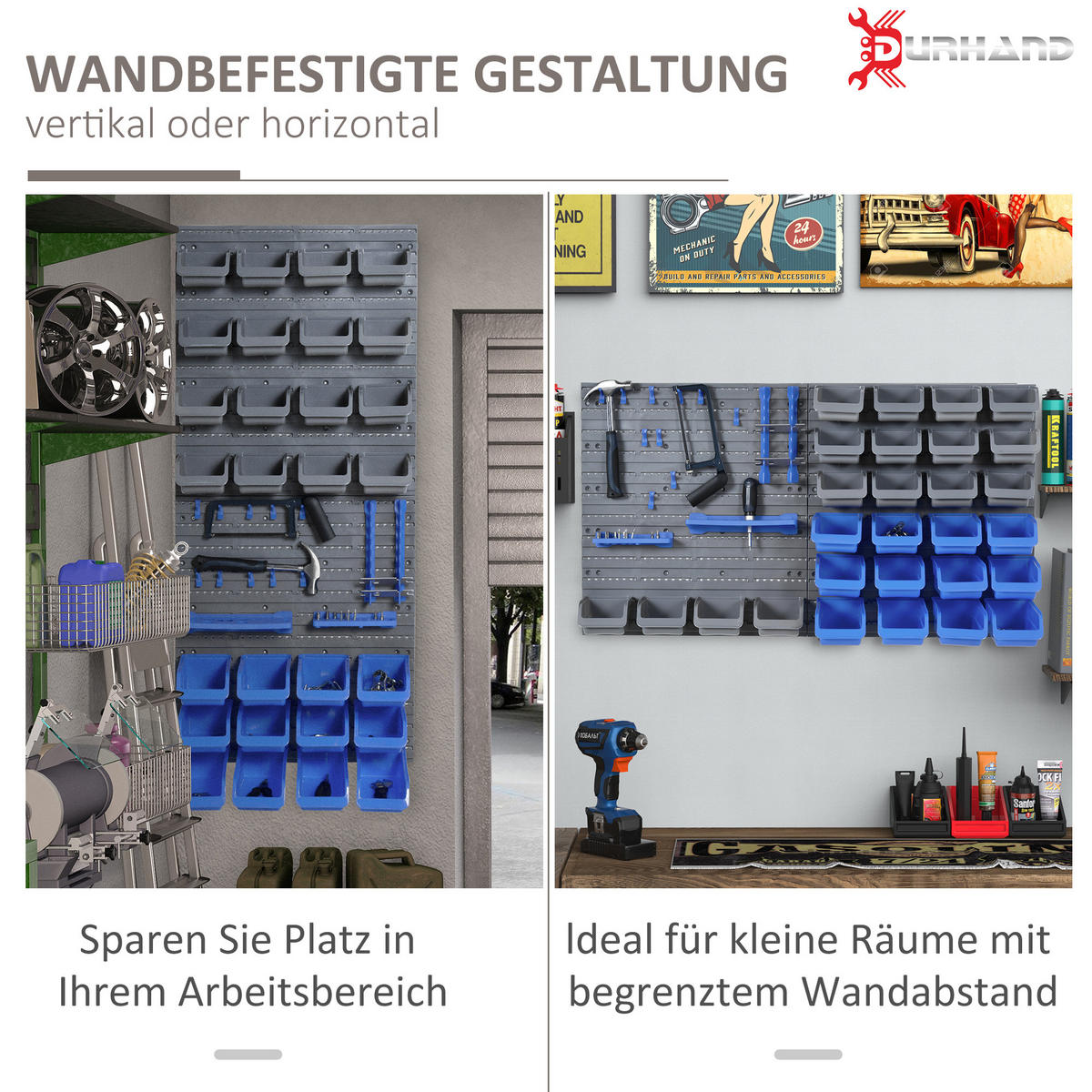 WANDREGAL, Werkzeughalter, PP, Blau - Blau, Kunststoff (22/95/54cm) - DURHAND