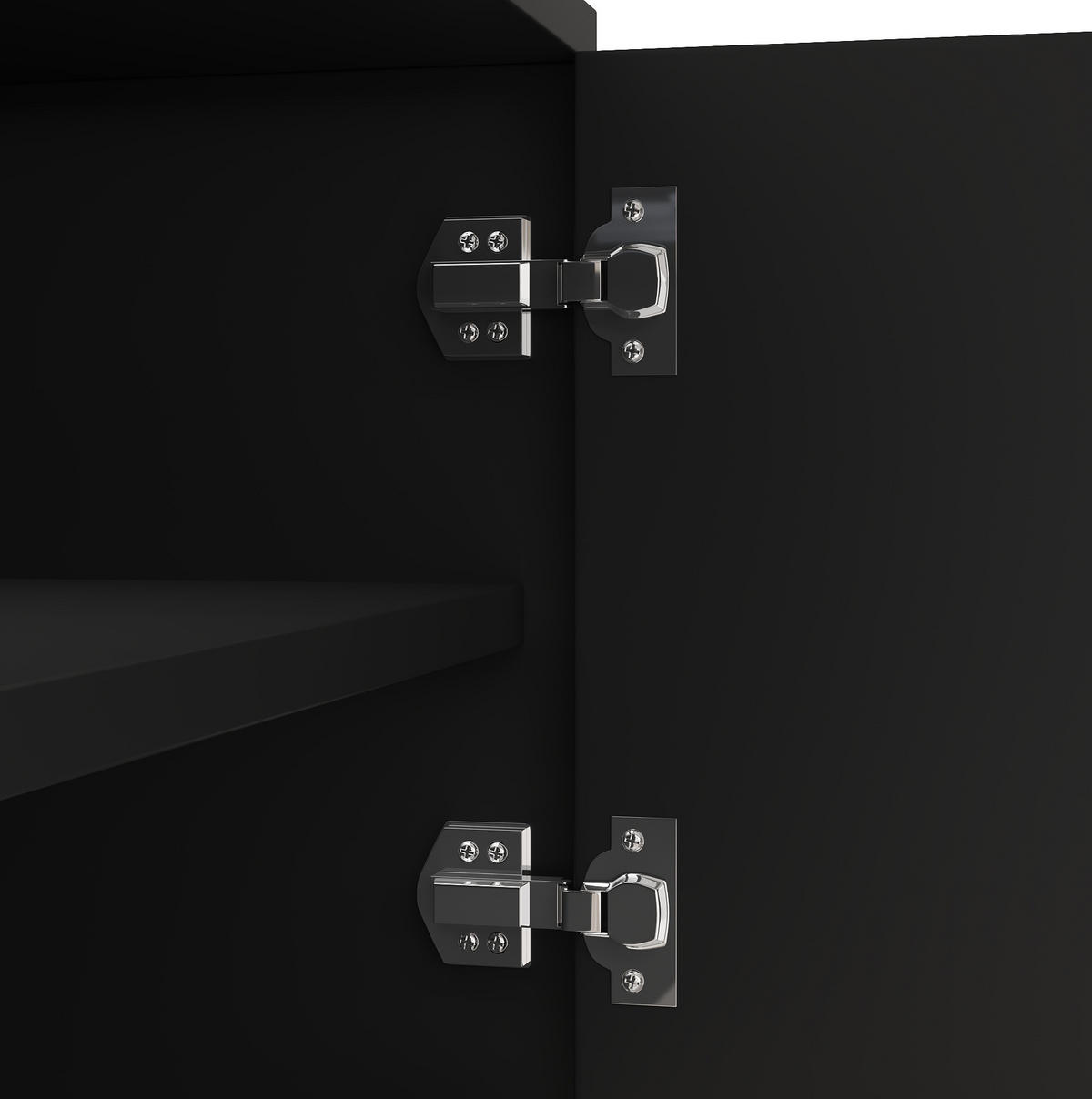 LOWBOARD 170/38/44 cm mit 4 Türen und Push-to-Open-System - Schwarz, Holzwerkstoff (170/44/38cm) - BEAOK