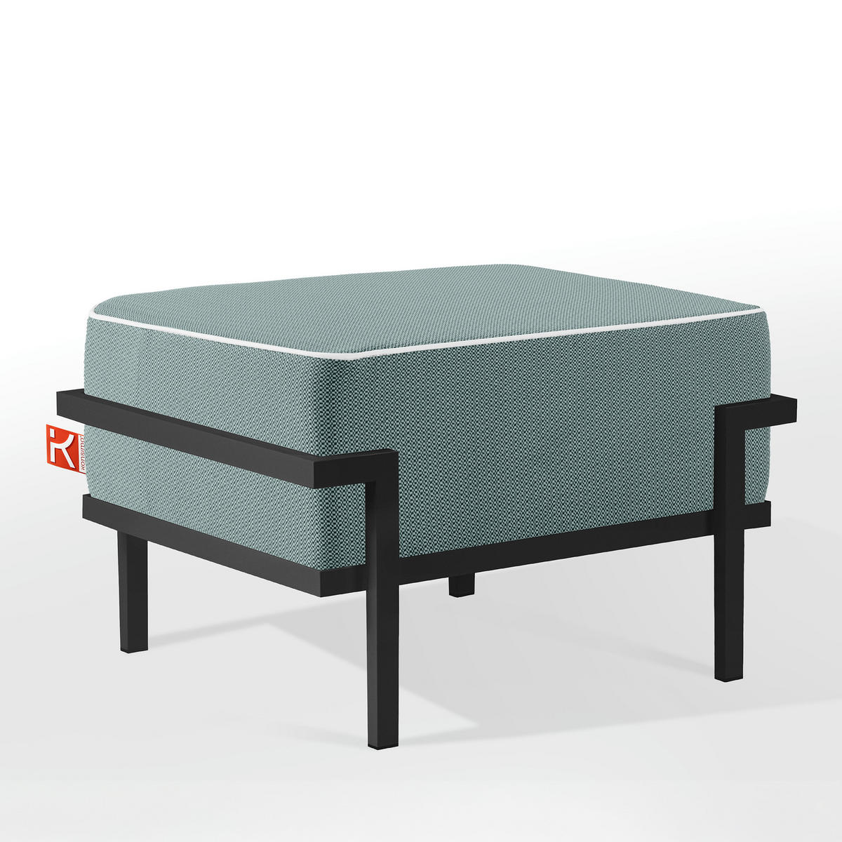 GARTENLOUNGE-HOCKER TRIGLO auf Metallfüßen, Modern, Dunkelgrau - Dunkelgrün/Dunkelgrau, Textil/Metall (69/44/54cm) - KONSIMO®