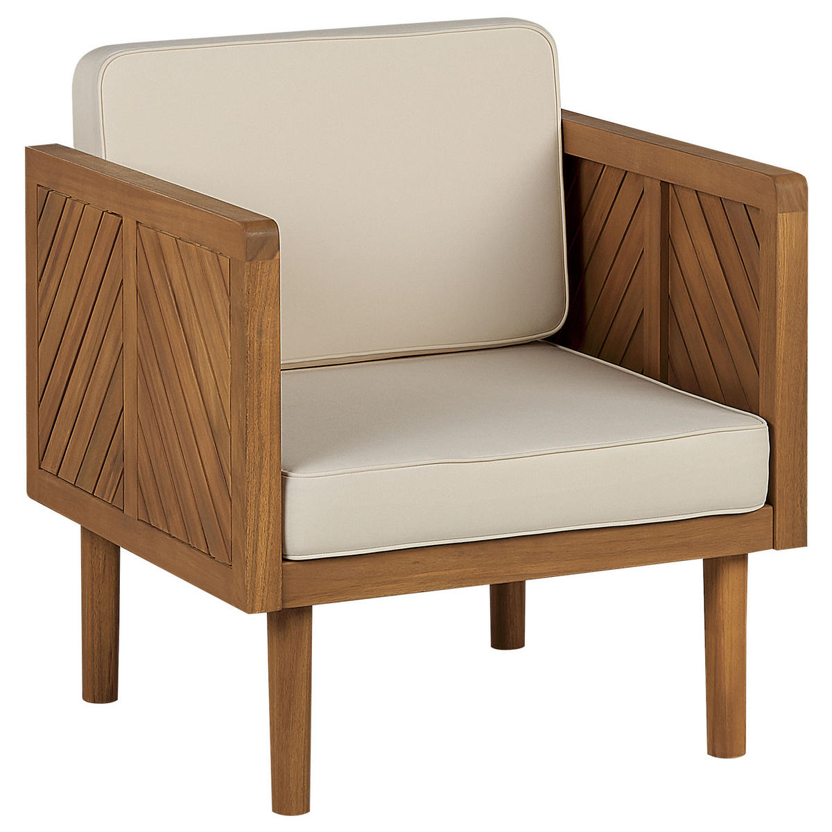 BALKONSET 2-Sitzer Akazienholz hellbraun Auflagen creme Baratti - Hellbraun/Weiß, Holz/Textil - Beliani