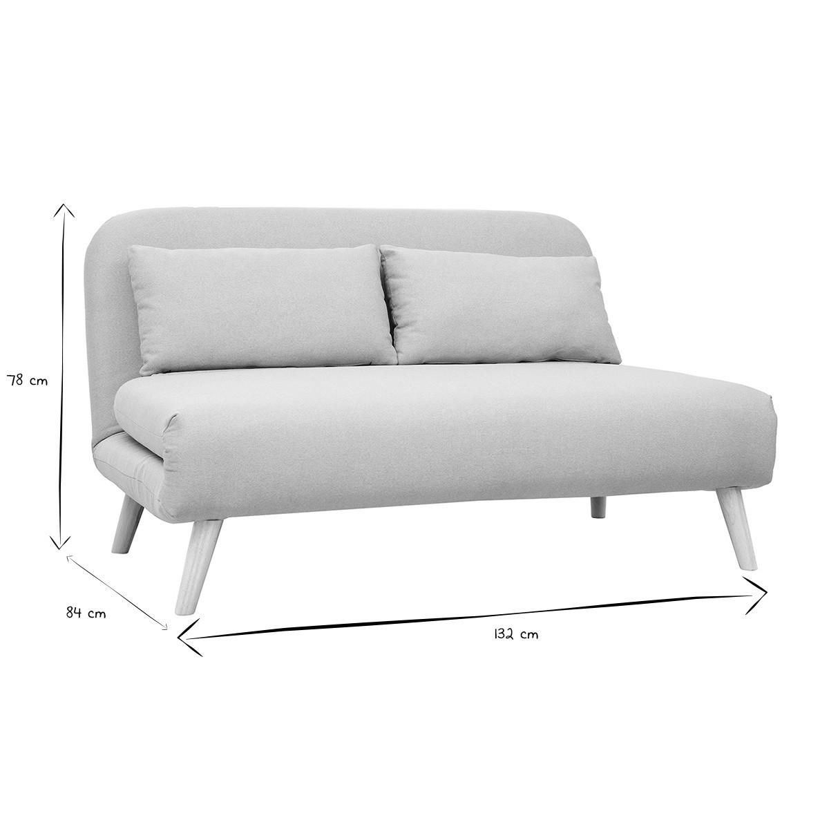 SOFA Umwandelbar 2-Sitzer Hellgrau Gewebe AMIKO - Hellgrau, Textil (87/79/132.5cm) - Miliboo