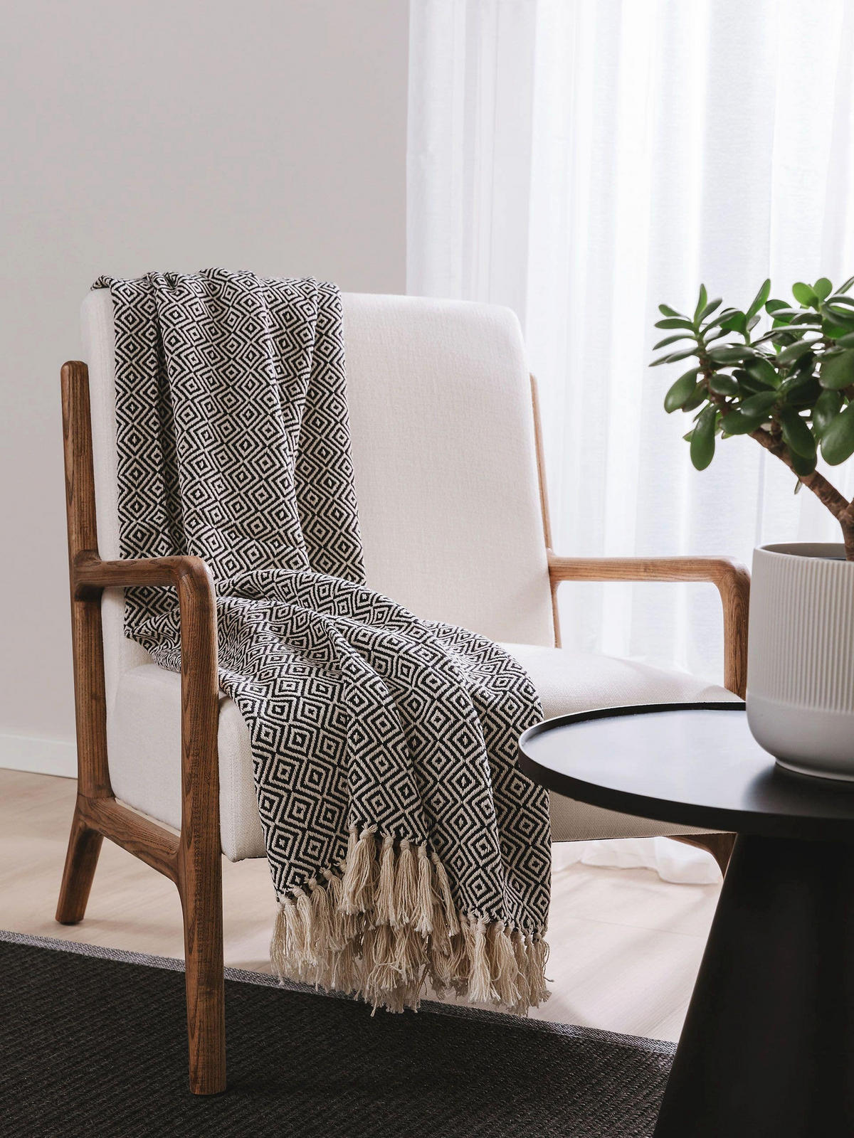 BAUMWOLLDECKE Jasmin Schwarz 125x150 cm - Schwarz, Textil (125/150cm) - benuta Nest