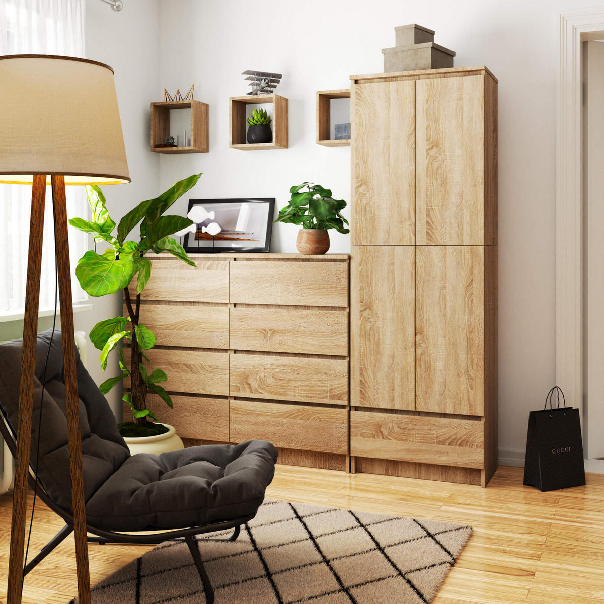 MEHRZWECKSCHRANK Sonoma-Eiche 60x180x35 cm - Sonoma Eiche, Holzwerkstoff (60/180/35cm) - Akord