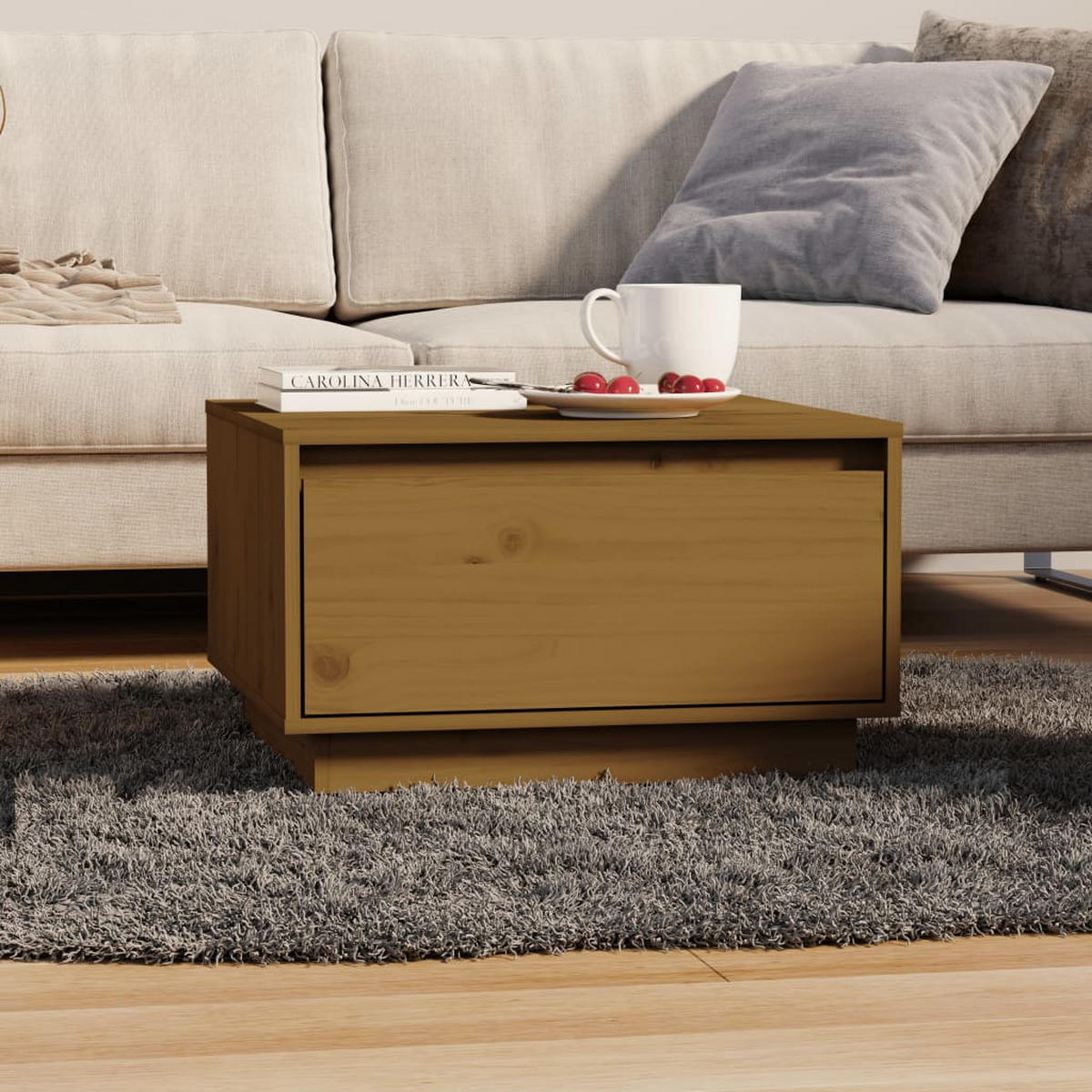 COUCHTISCH Honigbraun 55x56x32 cm Massivholz Kiefer - Braun, Holz (55/56/32cm) - furnicato